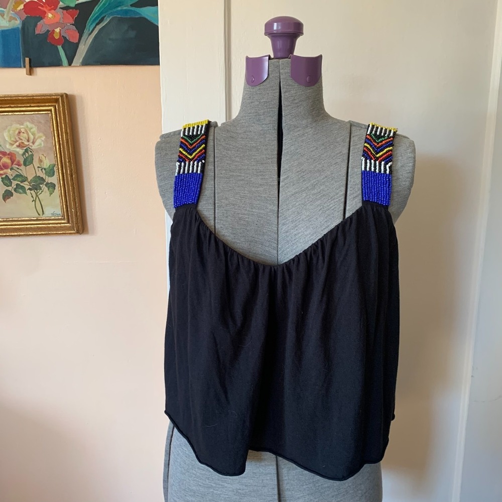 Victoria's Secret Bra Tops Black Beaded Strap Cami Tank Top Small
